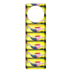 swimming pink mosaic mermaids door hanger