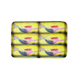 swimming pink mosiac mermaids pattern bathroom mat