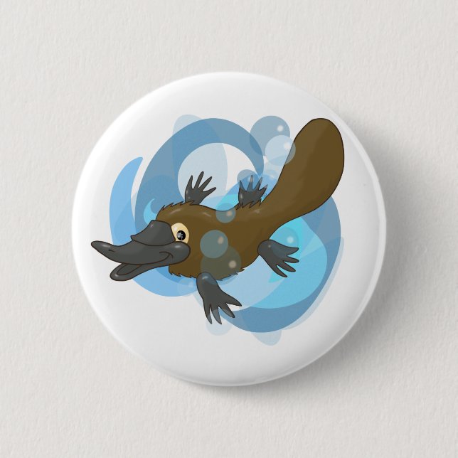 Swimming Platypus Button (Front)
