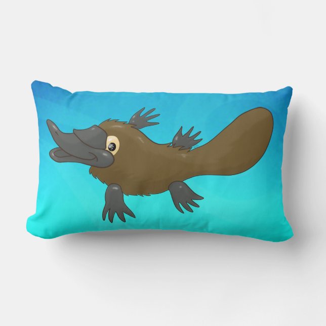 Swimming Platypus Lumbar Pillow (Front)