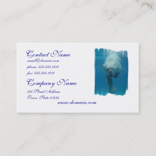Swimming Polar Bear  Business Card