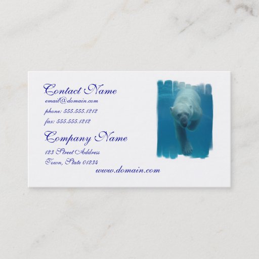Customizable Swimming Polar Bear  Business Card