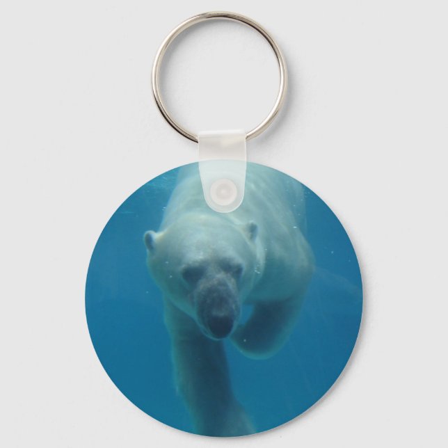 Swimming Polar Bear  Keychain (Front)