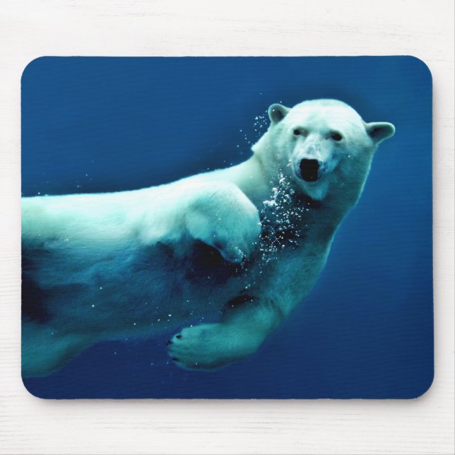 Swimming Polar Bear Mouse Pad (Front)