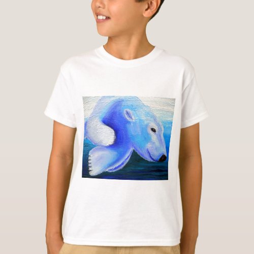 Swimming Polar Bear Painting T_Shirt