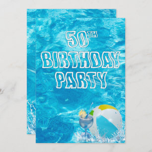 Swimming Pool 50th Birthday Party Invite