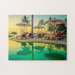 Swimming Pool at Sunset Jigsaw Puzzle