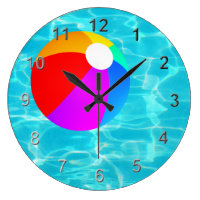 Swimming Pool Beach Ball. Large Clock