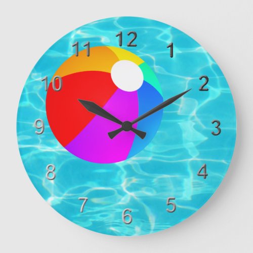 Swimming Pool Beach Ball Large Clock