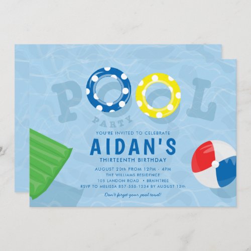 Swimming Pool Birthday Party Invitation