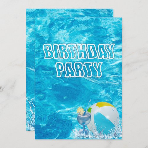 Swimming Pool Birthday Party Invite