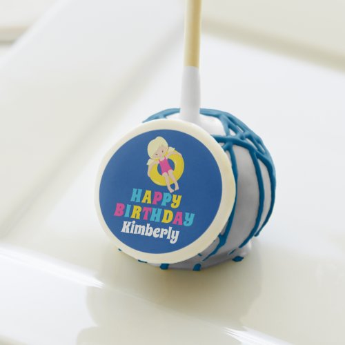 Swimming Pool Blonde Girl Cute Custom Birthday Cake Pops