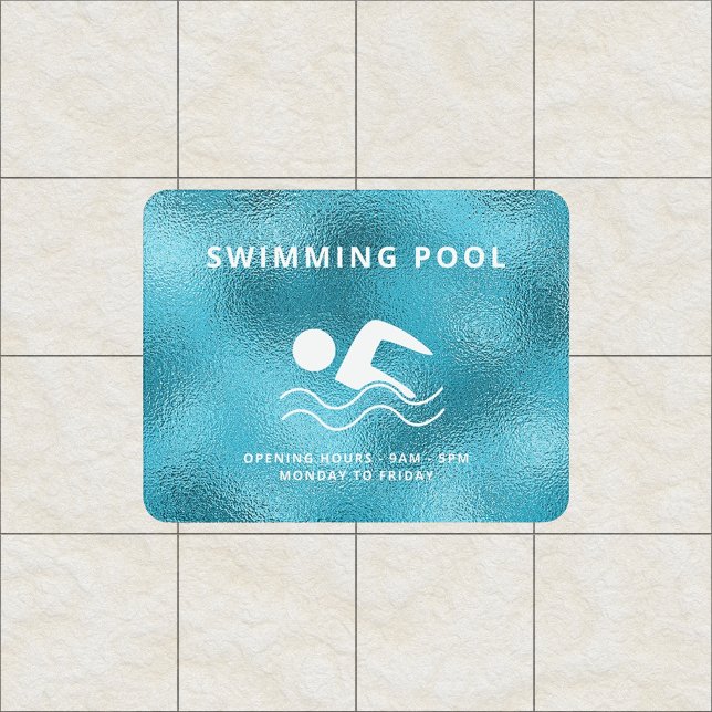 Swimming pool blue opening hours door sign (Creator Uploaded)