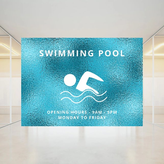 Swimming pool blue opening hours window cling (Creator Uploaded)