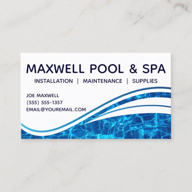 Swimming Pool Blue Water Aqua Ripple Business Card (Front)