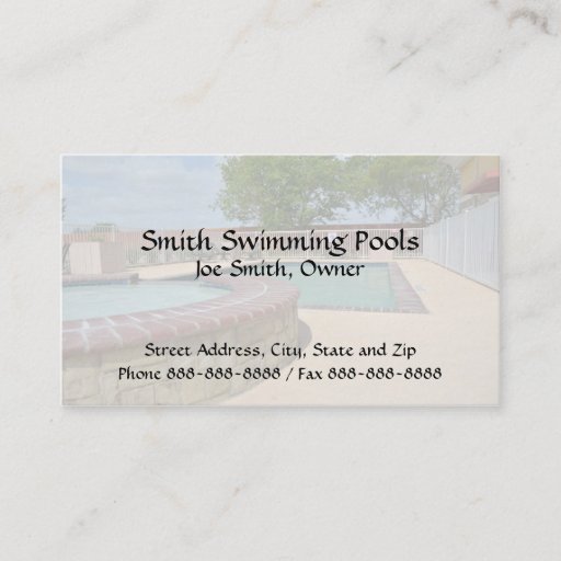 Customizable Swimming Pool Business Card