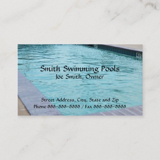 Customizable Swimming Pool Business Card