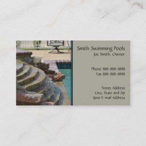 Customizable Swimming Pool Business Card