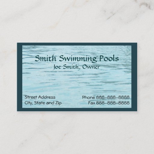 Customizable Swimming Pool Business Card