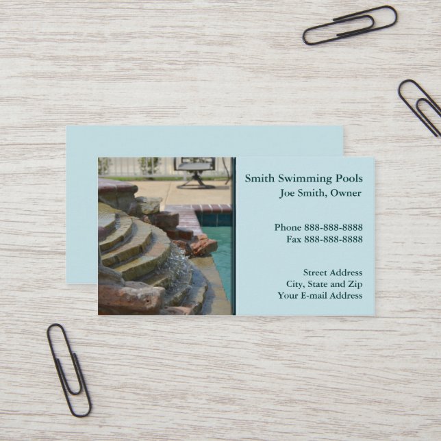 Swimming Pool Business Card (Front/Back In Situ)
