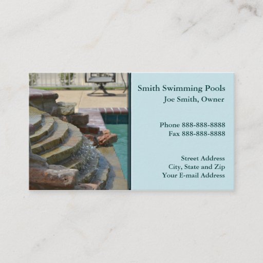 Customizable Swimming Pool Business Card