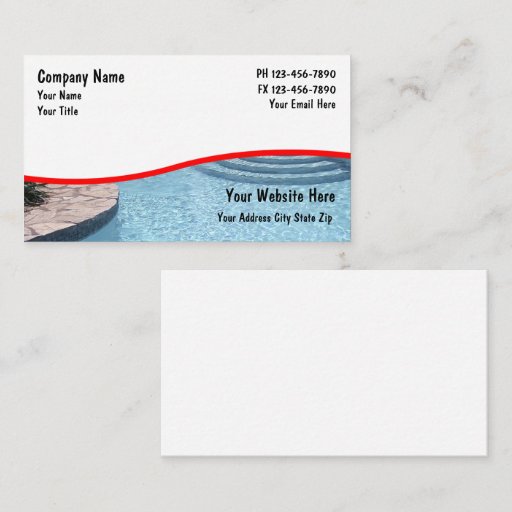 Customizable Swimming Pool Business Cards
