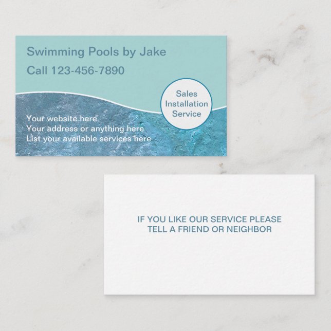 Swimming Pool Business Cards (Front/Back)