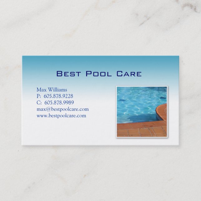 Swimming Pool Care Maintenance Business Card (Front)