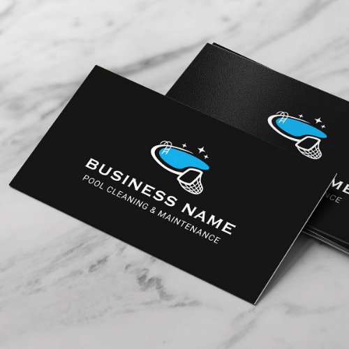 Swimming Pool Cleaning  Repair Service Black Business Card
