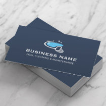 Swimming Pool Cleaning & Repair Service Navy Blue Business Card