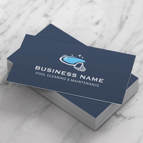 Swimming Pool Cleaning  Repair Service Navy Blue Business Card