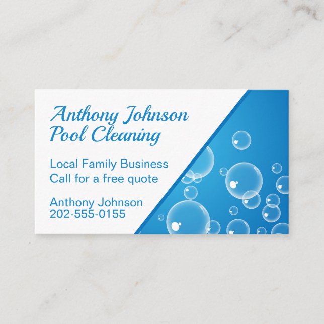 Swimming Pool Cleaning Service Business Card (Front)