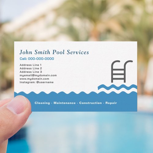 Swimming Pool Cleaning  Services  Business Card