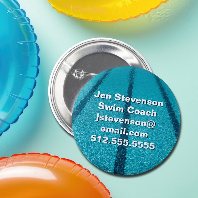 Swimming Pool Company or Swim Instructor Custom Button (Creator Uploaded)