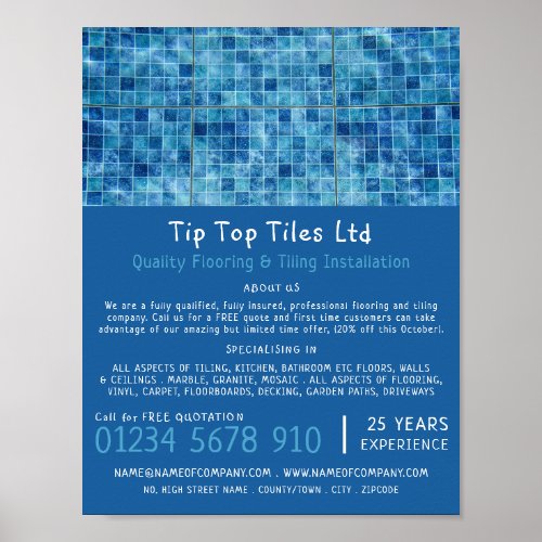 Swimming Pool Floorer Tile Installer Advertising Poster