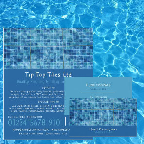 Swimming Pool, Floorer, Tile Installer Business Card