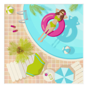 Swimming pool girl in bikini summer beach acrylic print