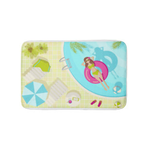 Swimming pool girl in bikini summer beach bath mat