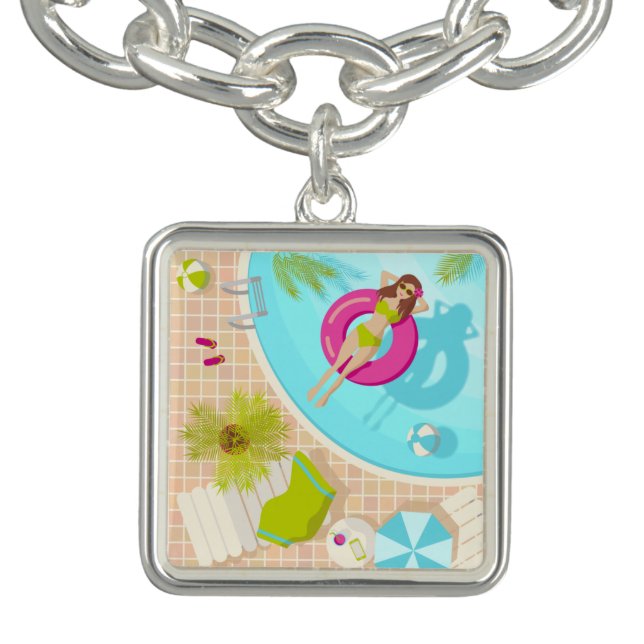 Swimming pool girl in bikini summer beach  bracelet (Design)