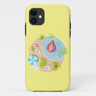 Swimming pool girl in bikini summer beach  iPhone 11 case