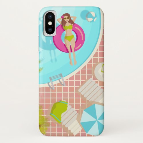 Swimming pool girl in bikini summer beach iPhone x case