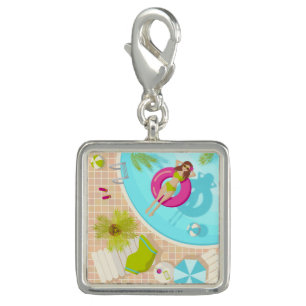 Swimming pool girl in bikini summer beach charm