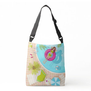 Swimming pool girl in bikini summer beach crossbody bag
