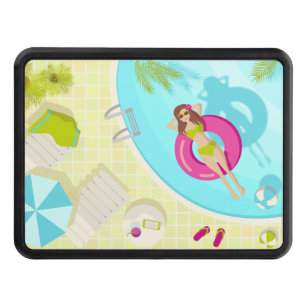 Swimming pool girl in bikini summer beach hitch cover