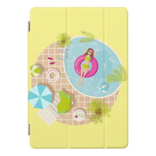 Swimming pool girl in bikini summer beach iPad pro cover