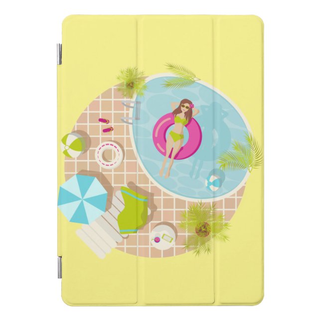 Swimming pool girl in bikini summer beach iPad pro cover (Front)