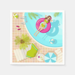 Swimming pool girl in bikini summer beach napkins