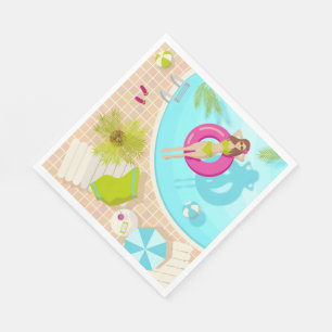 Swimming pool girl in bikini summer beach napkins