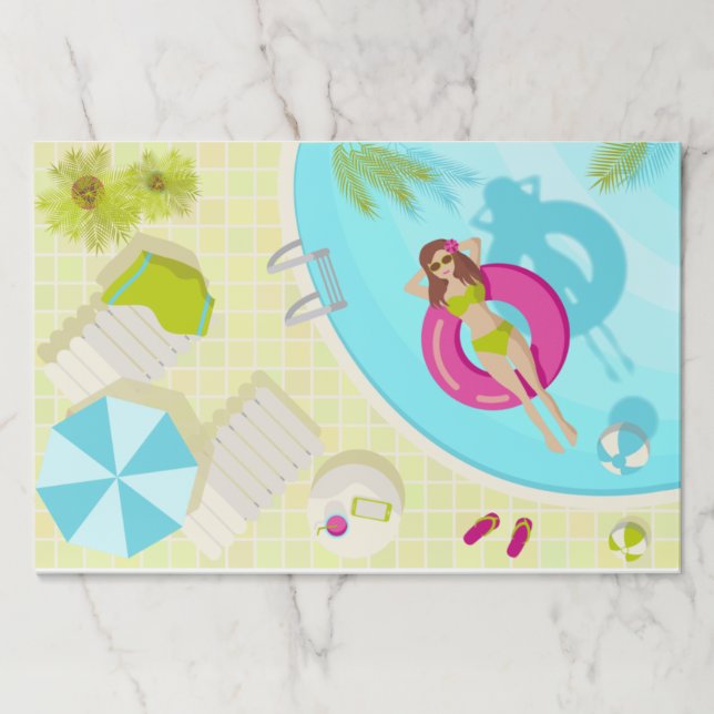 Swimming pool girl in bikini summer beach paper pad (Front)