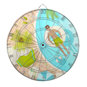 Swimming pool guy on tropical summer beach vacay dart board